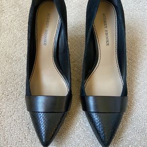 Black Suede/Croc Audrey Brooke Point-Toe Heels